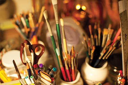 Collection of art supplies