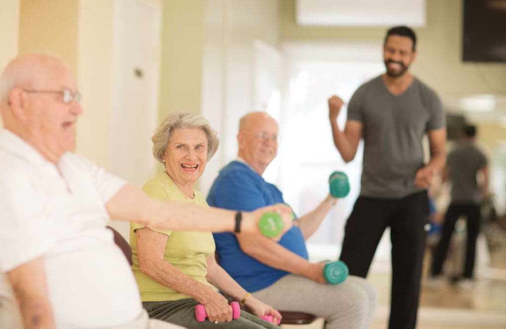 Fitness center, health programs, and personalized physical therapy at Kingsley Manor