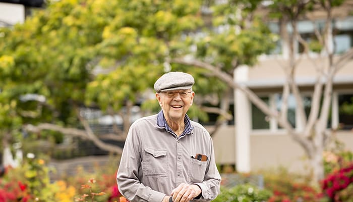 Portrait of a senior man smiling outside at Wesley Palms
