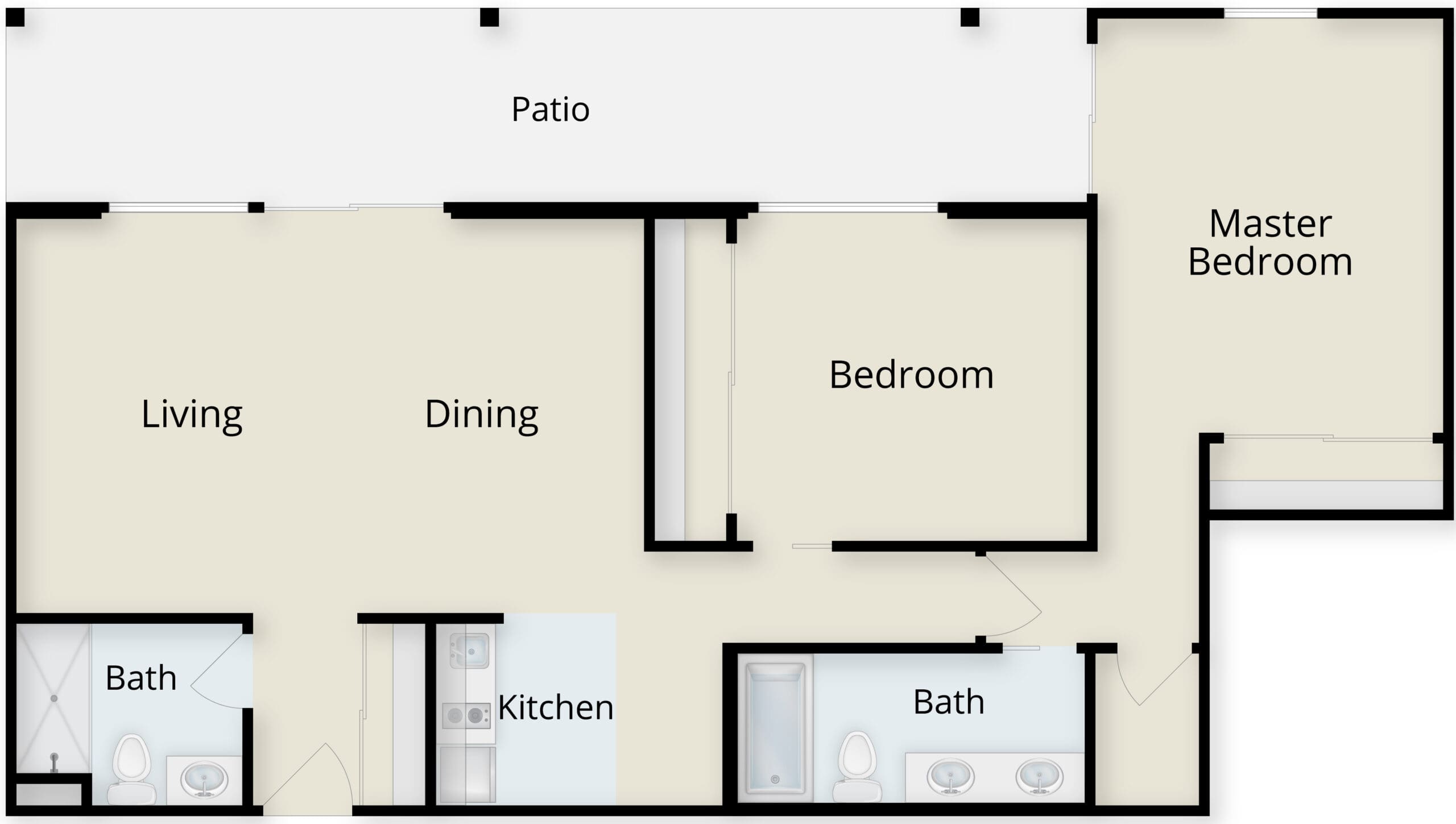 Two Bedroom two bath Apartment
