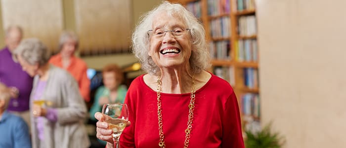 Resident of Webster House participating in Happy Hour