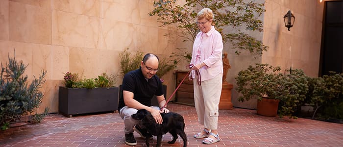 Webster House residents in a pet friendly facility
