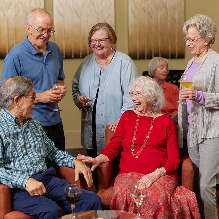 Residents of Webster House participating in Happy Hour