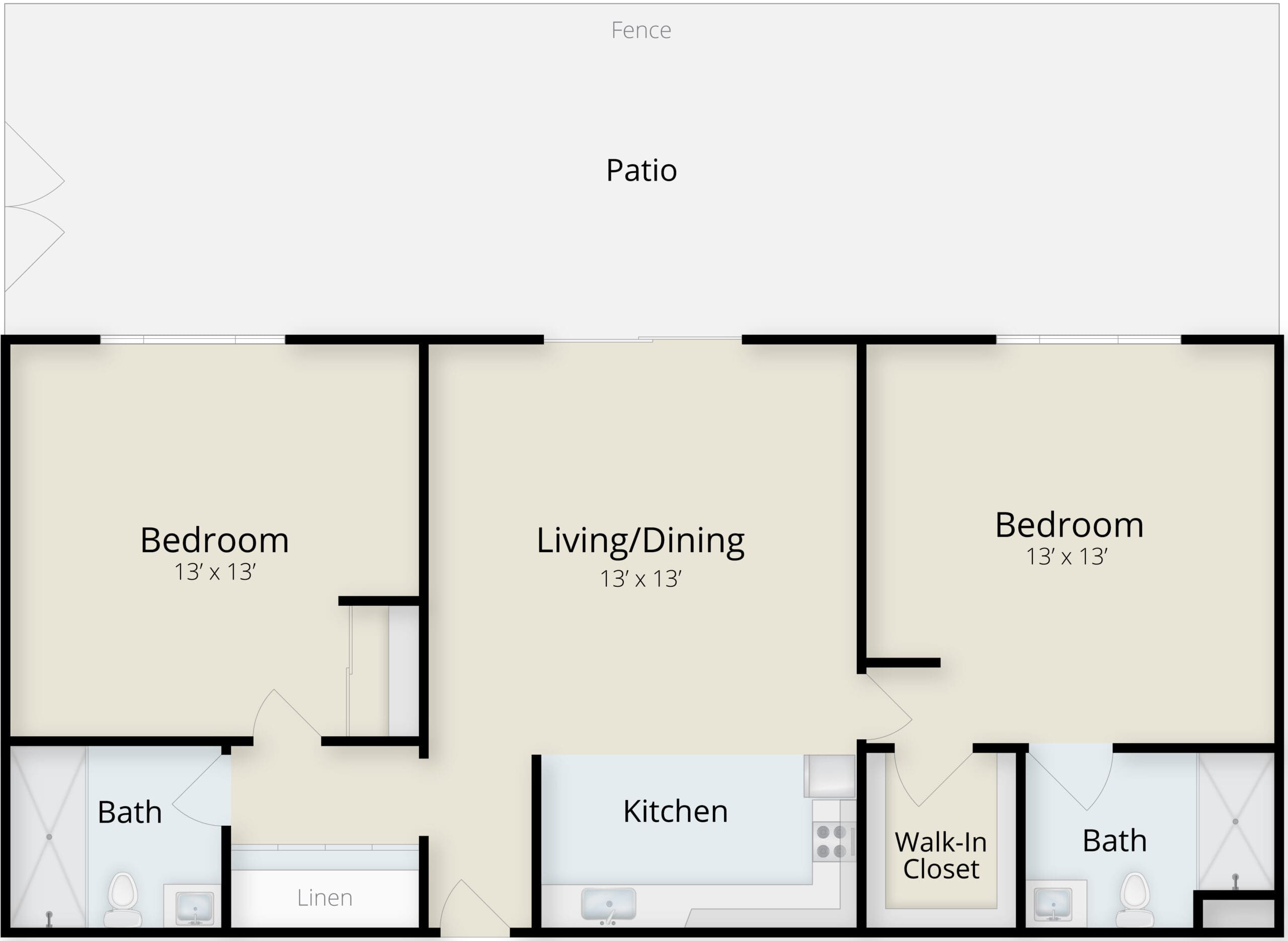Two bedroom two bath cottage floor plan 800 sq ft