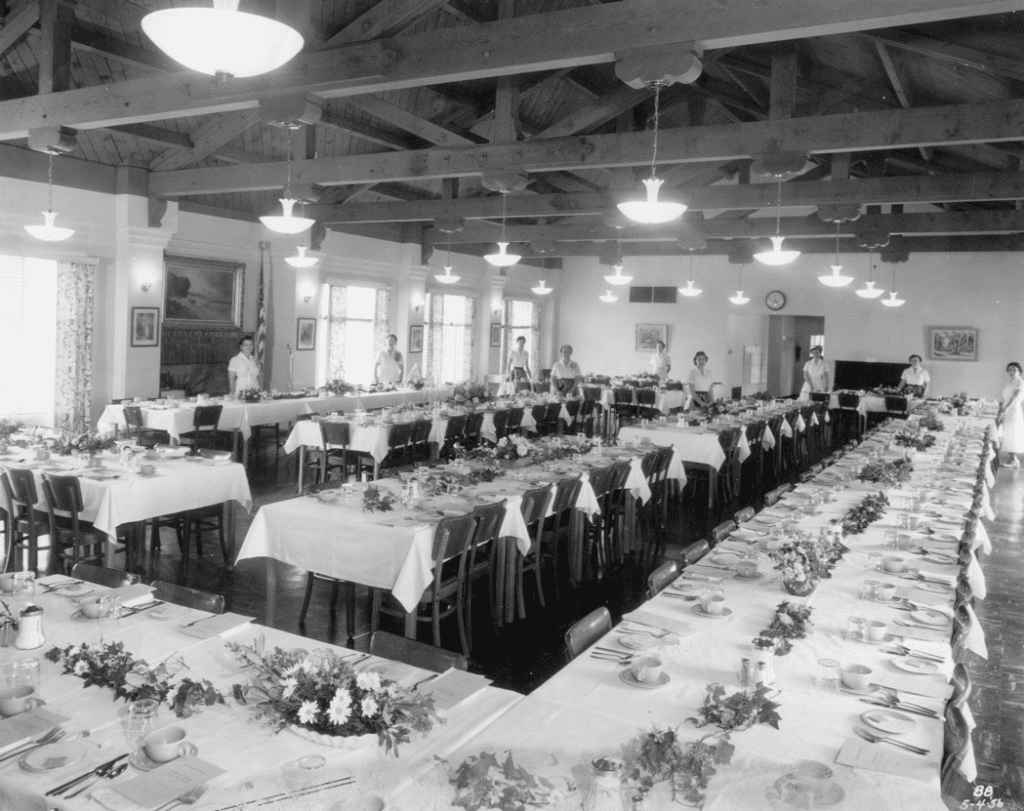 Claremont Manor’s dining room 1956