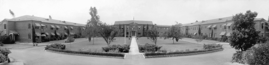 Claremont Manor’s grand front lawn 1952