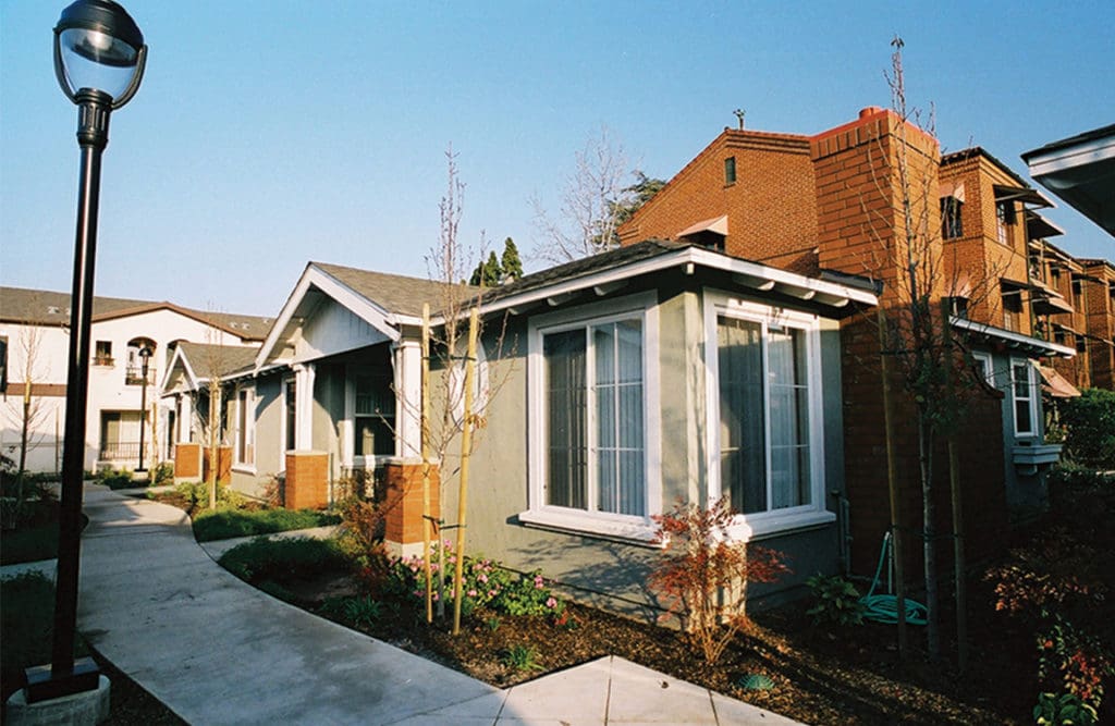 Facade of cottage homes at Claremont Manor