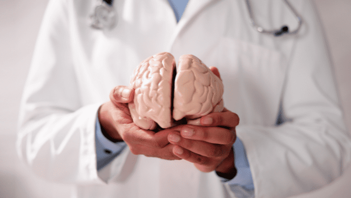 a doctor with a brain in his hands 