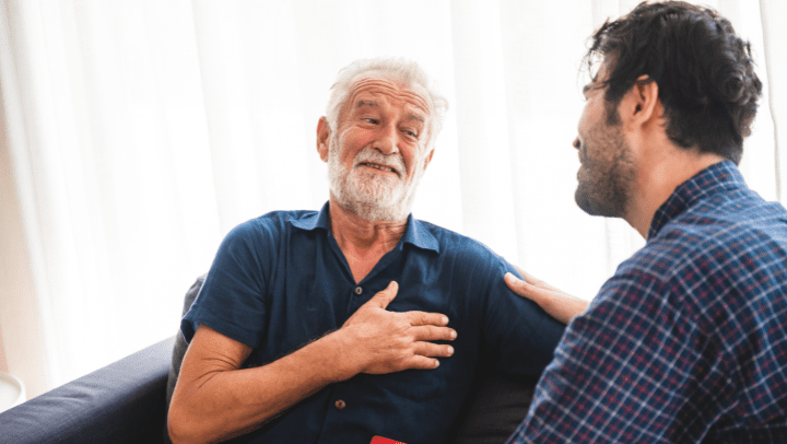 an old men having a conversation with a therapist 