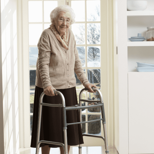 elderly woman with a walker