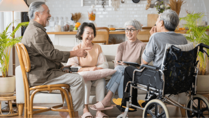 a group of elderly people laughing