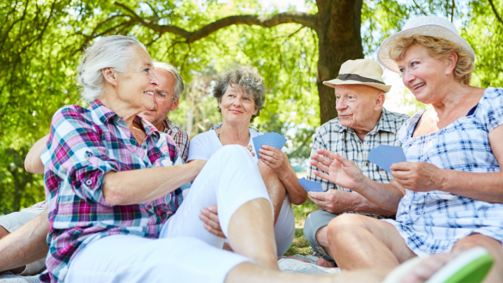 a group of seniors having a conversation