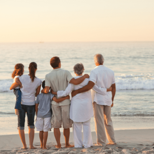 family photo at the beach