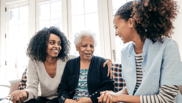 Woman with caregivers