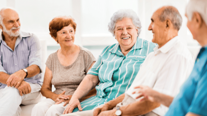 a group of seniors having a conversation