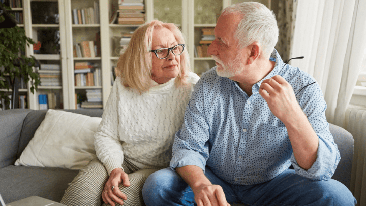 a couple of seniors having a conversation