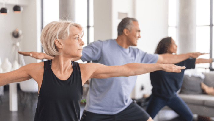 seniors doing yoga