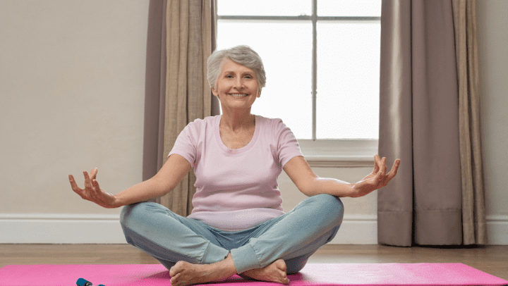 a senior doing yoga