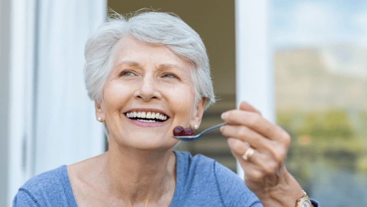 a senior eating