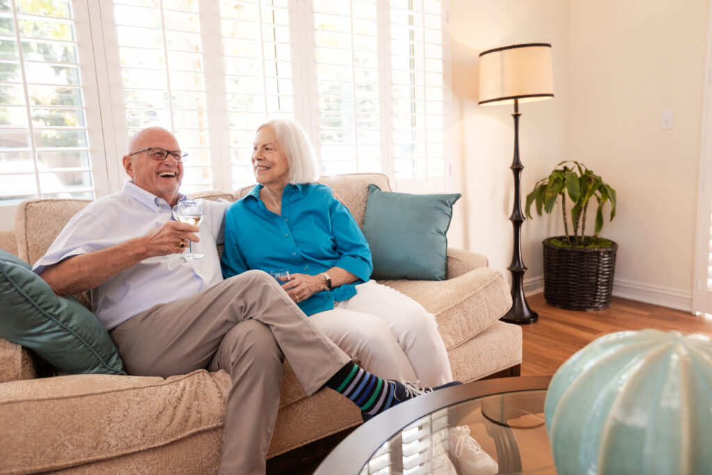 older couple laughing together 