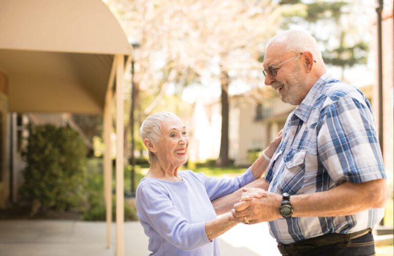 couple of seniors dancing