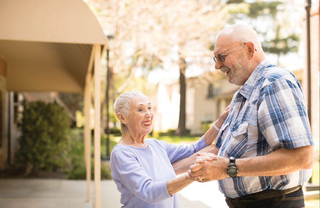 couple of seniors dancing