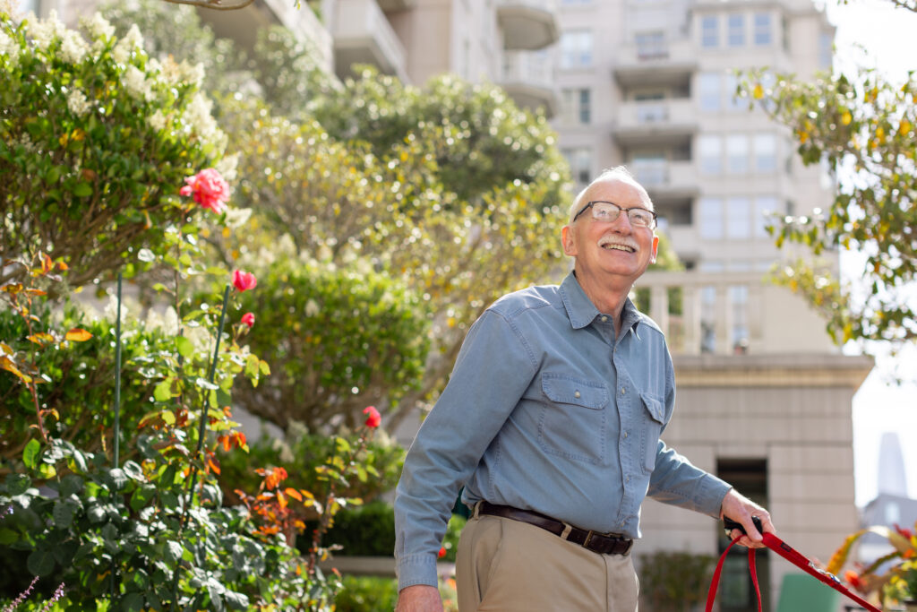 a senior men smiling 