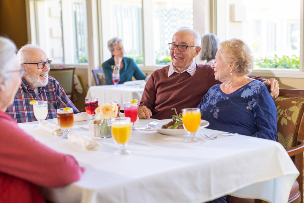 group of seniors enjoying an special lunch