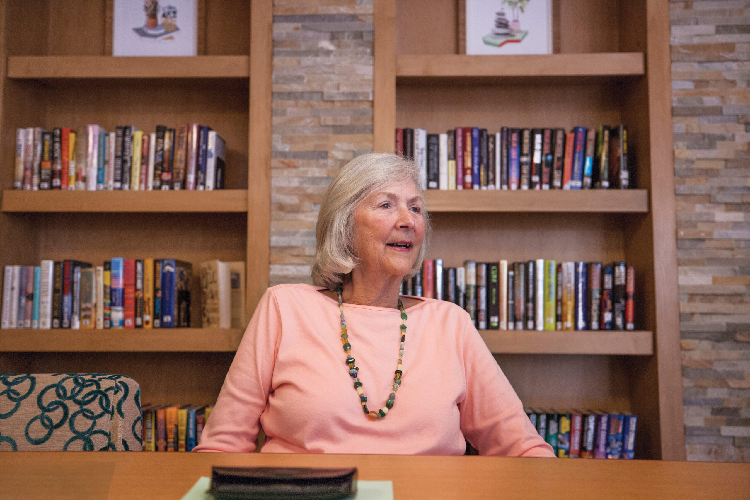 old lady in a library