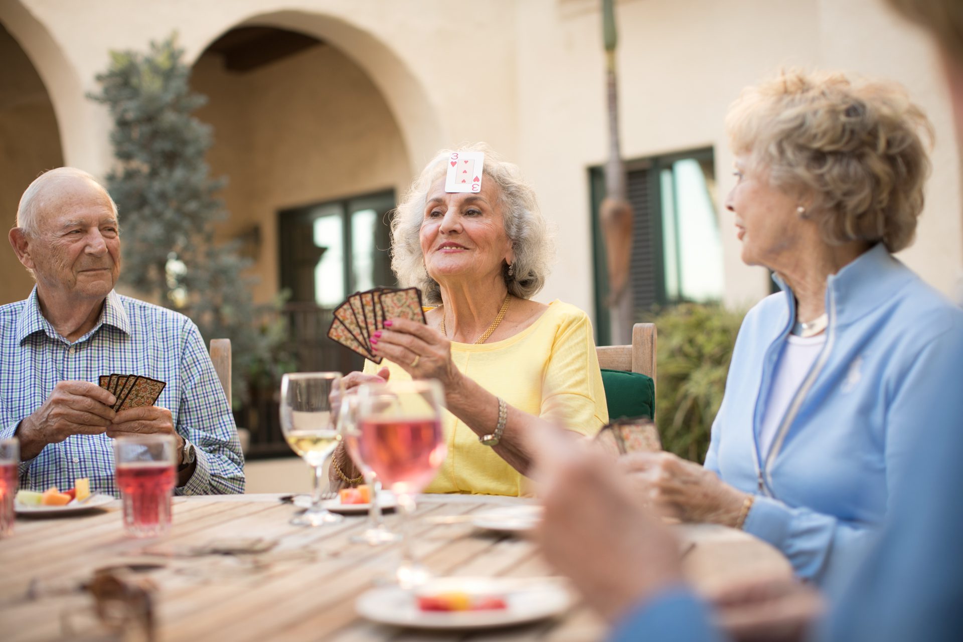 seniors playing in a retirement home