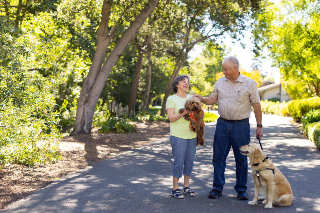 Residents walking their dogs in Spring Lake Village