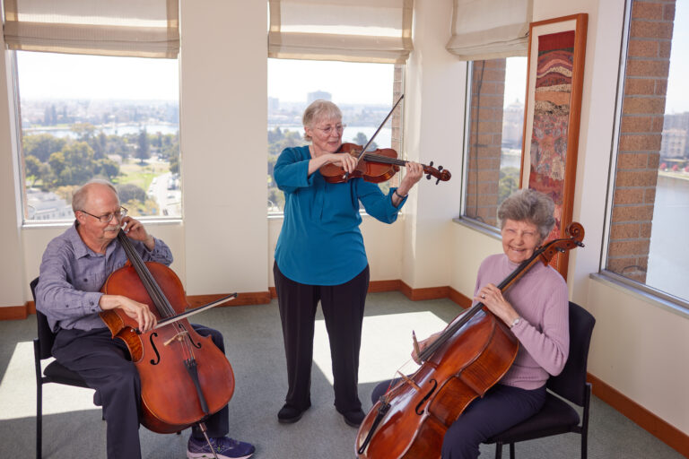 a group of senior playing classic music