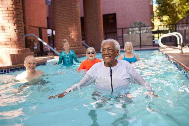 older people in the pool