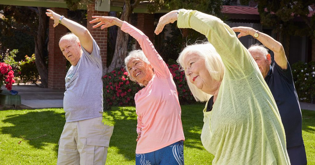 seniors exercising outside