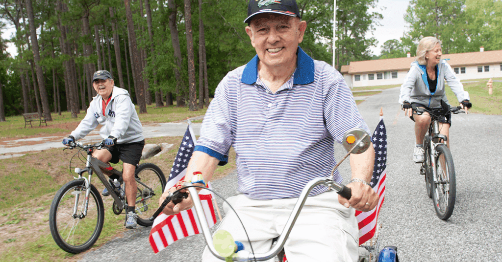 senior riding a bike