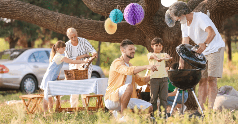 a family celebrating labor day at independent living