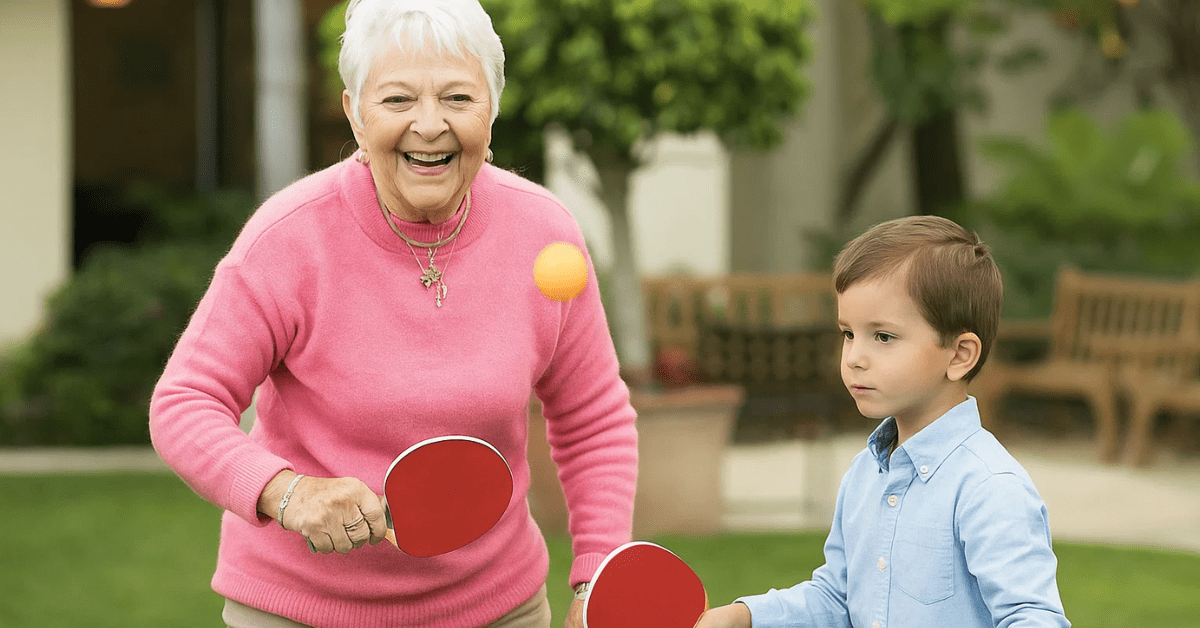 grandparents and grandkids sharing in independent living
