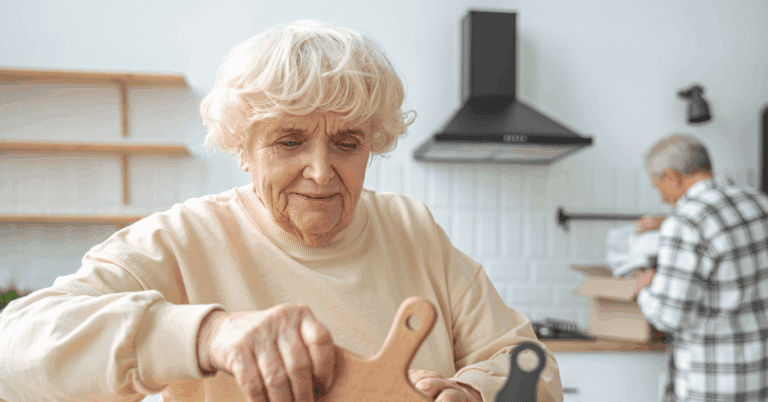 a senior lady having a good time at independent living