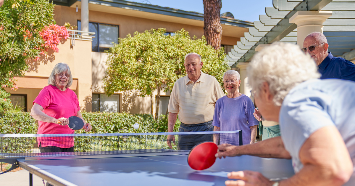 senior having fun in retirement community