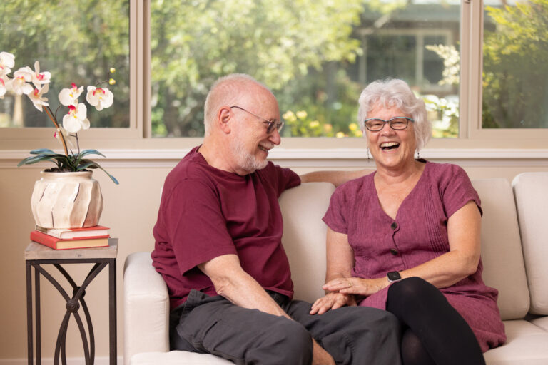 a senior couple in senior living