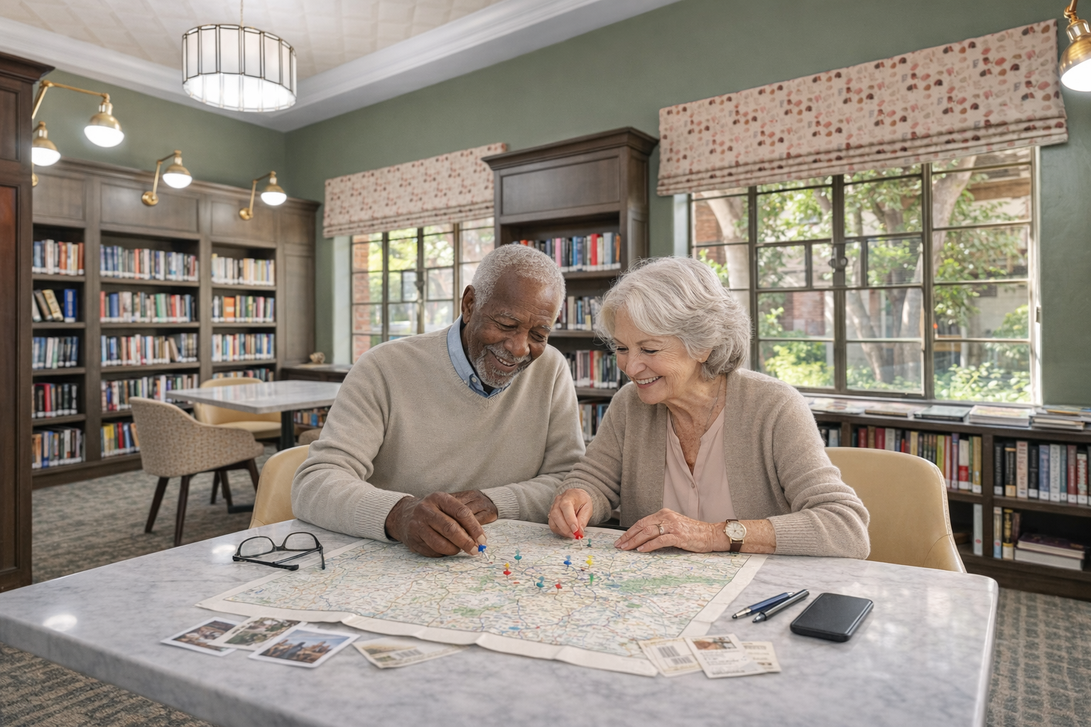 seniors playing in an independent senior living
