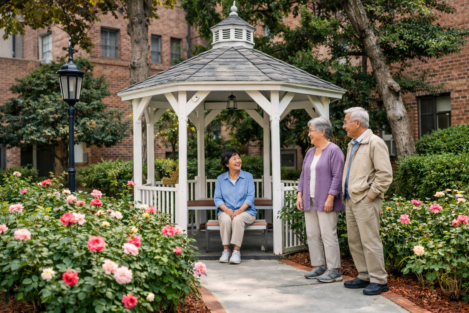older adults in a senior living community
