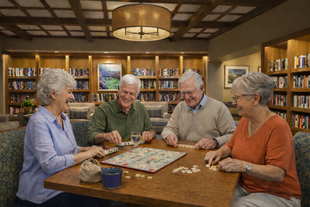 seniors playing in a senior communities