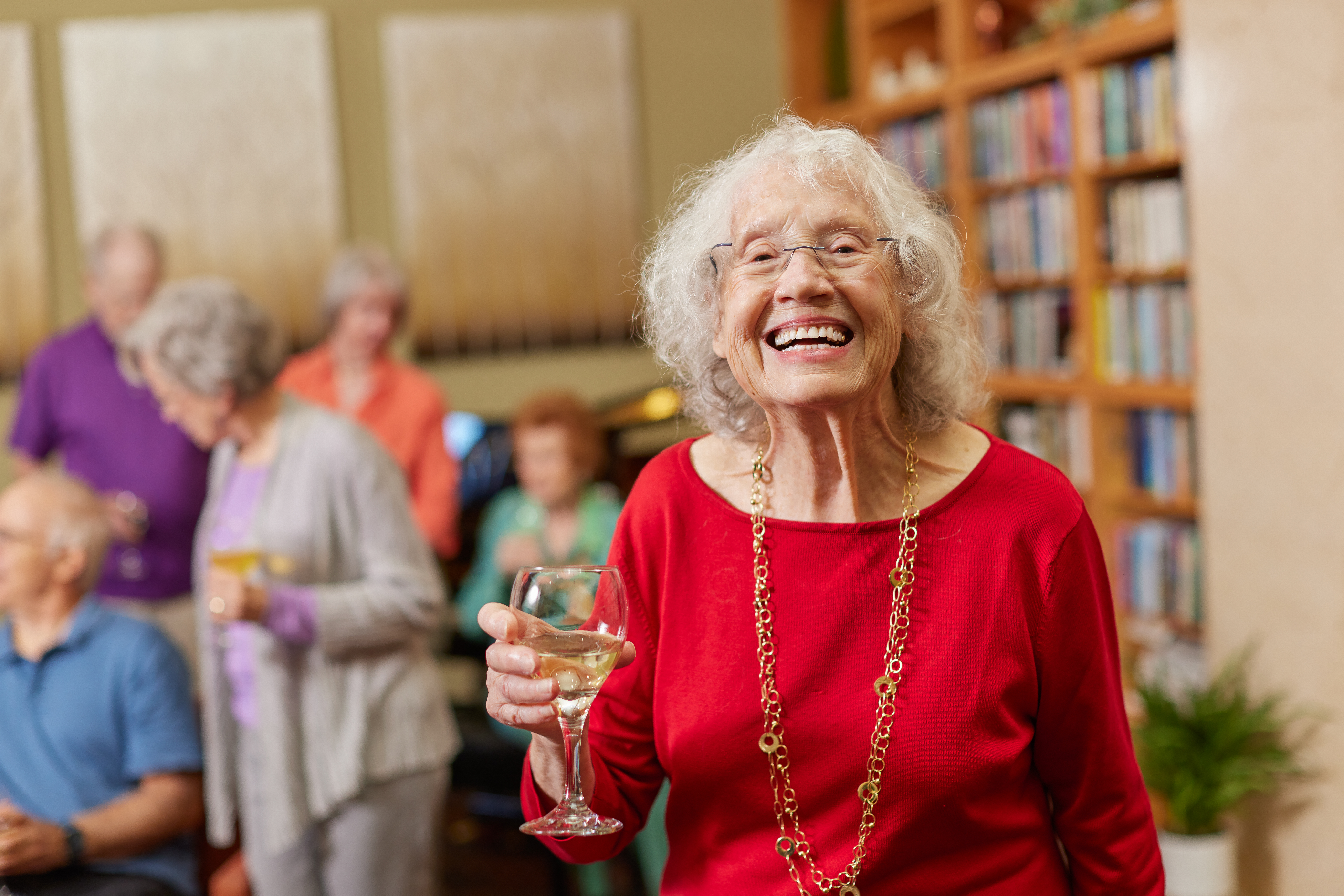 senior drinking in retirement community