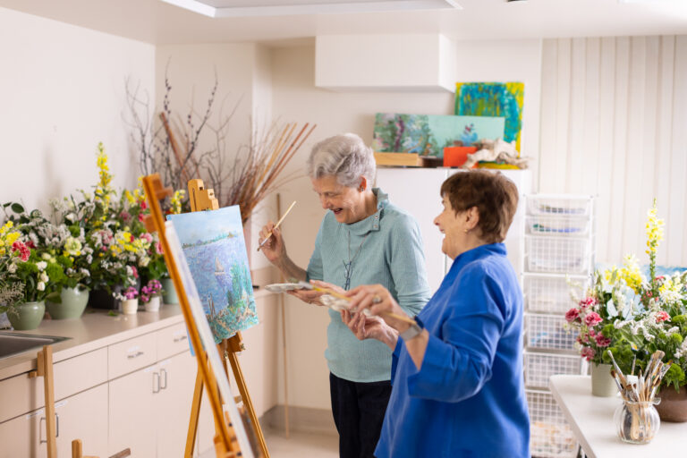 seniors painting independent living