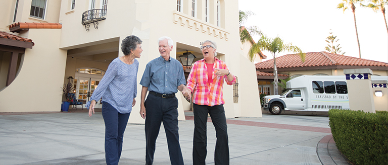 seniors walking in an Independent living