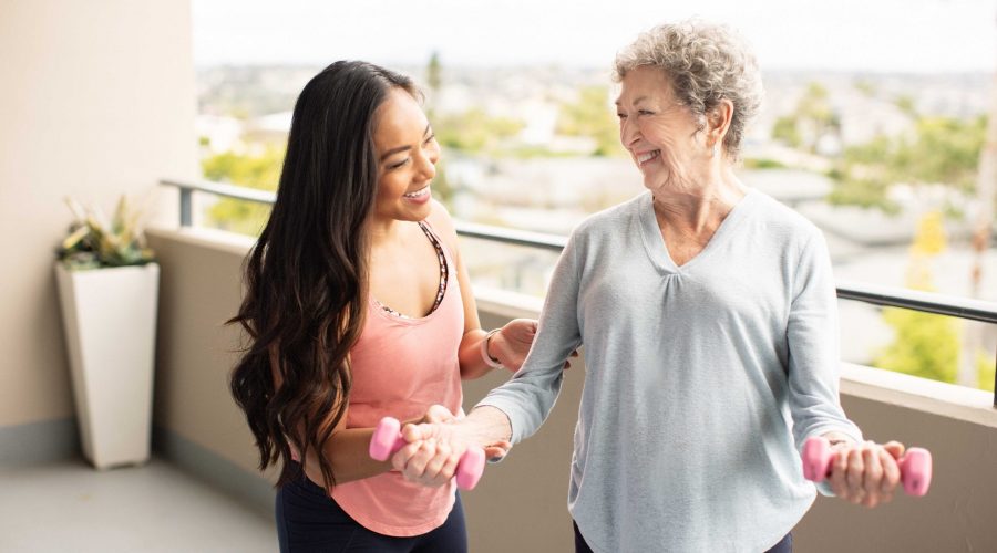 two womans doing exercise