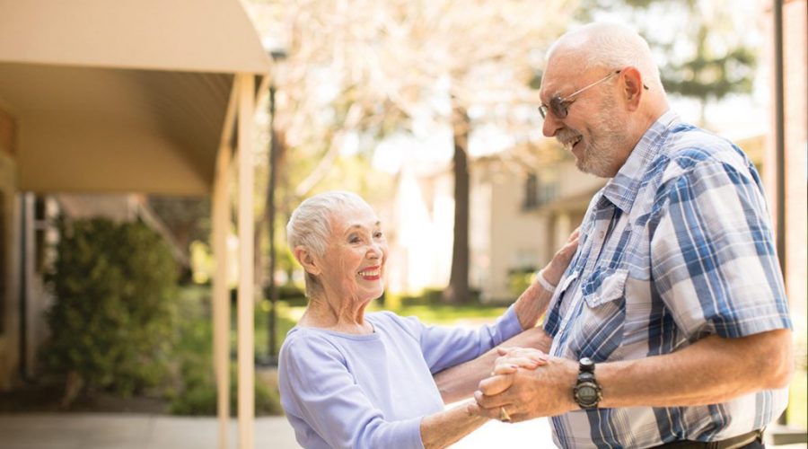 couple of seniors dancing