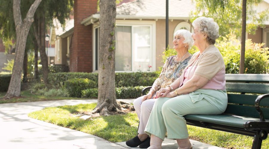 a couple of ladies talking outdoors