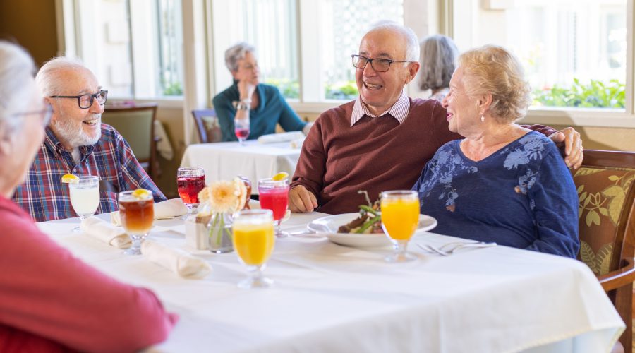 group of seniors enjoying an special lunch